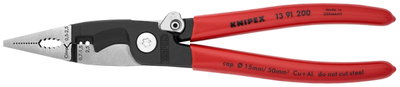 KNIPEX 13 91 200 Pliers for Electrical Installation plastic coated black atramentized 200 mm