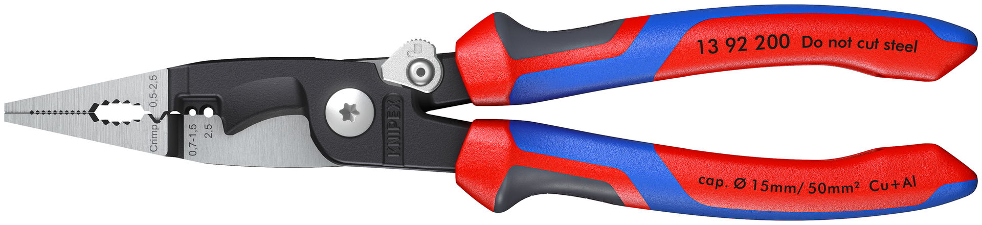 KNIPEX 13 92 200 Pliers for Electrical Installation with comfort handles black atramentized 200 mm