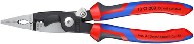 KNIPEX 13 92 200 Pliers for Electrical Installation with comfort handles black atramentized 200 mm
