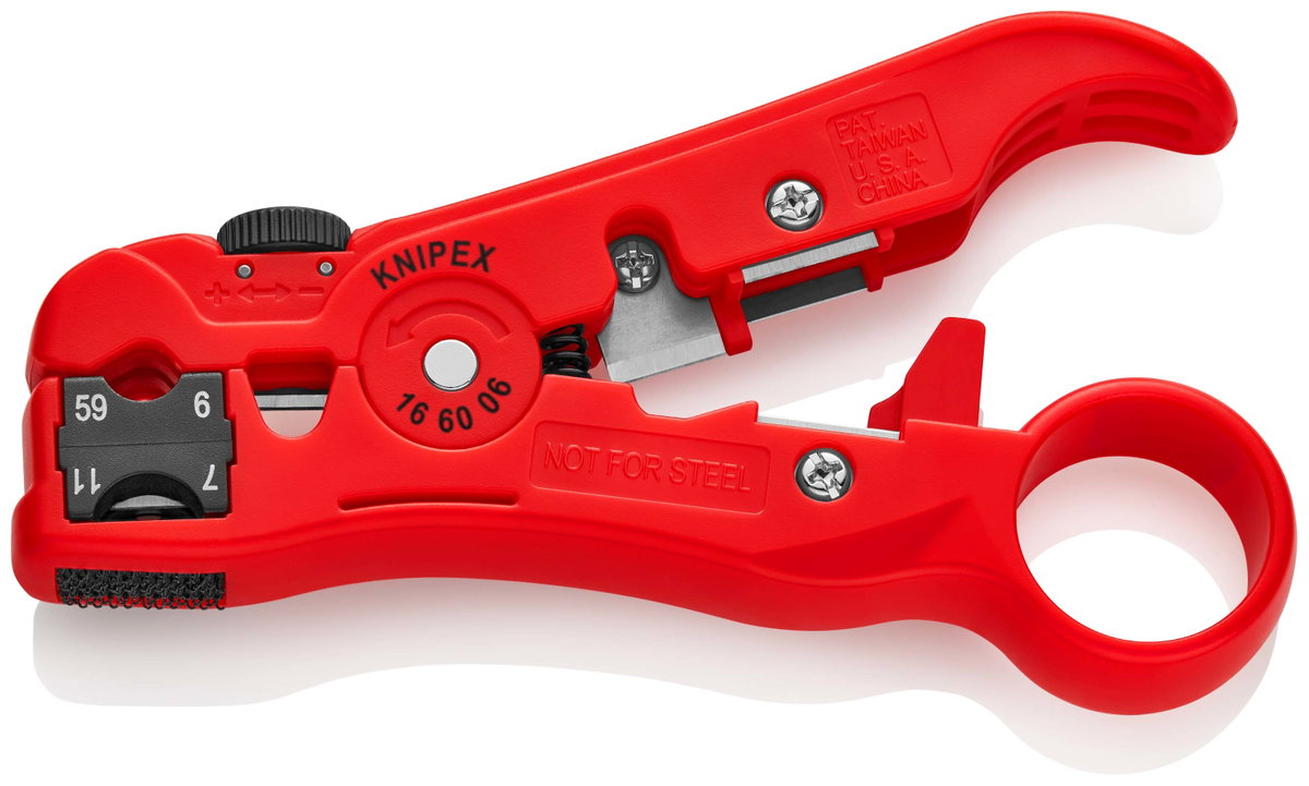 KNIPEX 16 60 06 SB Wire Stripping Tool for coax and data cable  125 mm