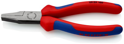 KNIPEX 20 02 160 SB Flat Nose Pliers with multi-component grips black atramentized 160 mm (self-service card/blister)