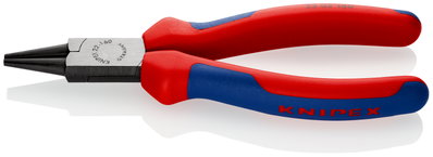 KNIPEX 22 02 160 Round Nose Pliers with multi-component grips black atramentized 160 mm