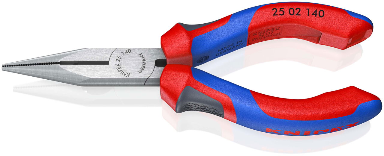 KNIPEX 25 02 140 Snipe Nose Side Cutting Pliers (Radio Pliers) with comfort handles black atramentized 140 mm
