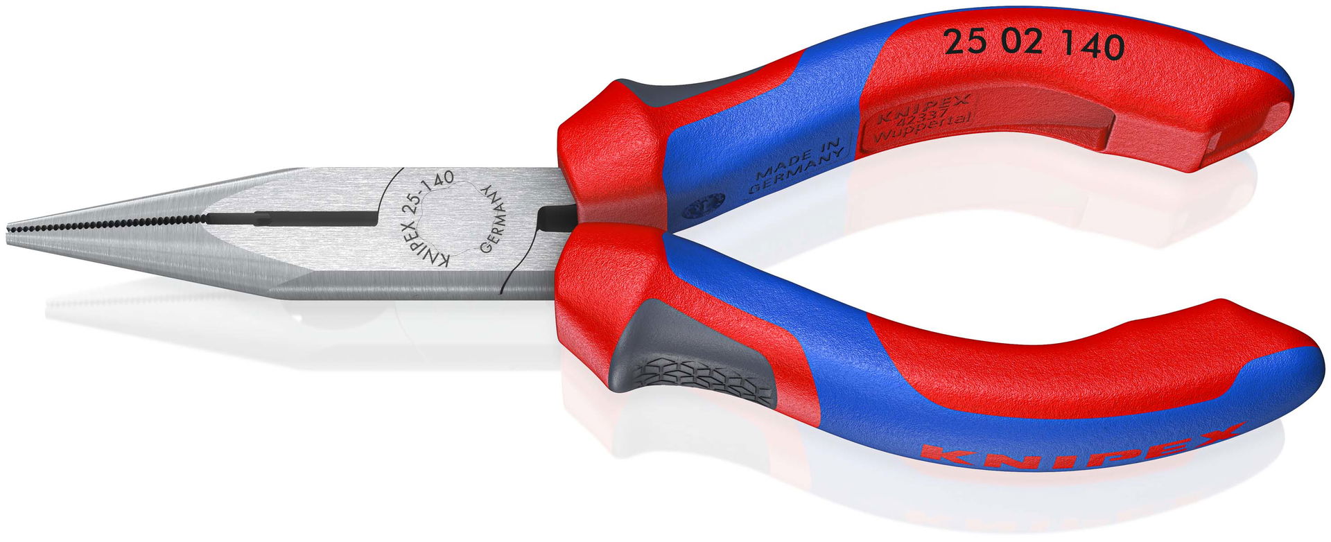 KNIPEX 25 02 140 Snipe Nose Side Cutting Pliers (Radio Pliers) with comfort handles black atramentized 140 mm
