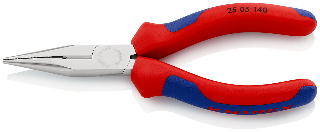 KNIPEX 25 05 140 Snipe Nose Side Cutting Pliers (Radio Pliers) with multi-component handles chrome-plated 140 mm