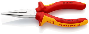 KNIPEX 25 06 160 Snipe Nose Side Cutting Pliers (Radio Pliers) insulated with multi-component grips, VDE-tested chrome-plated 160 mm