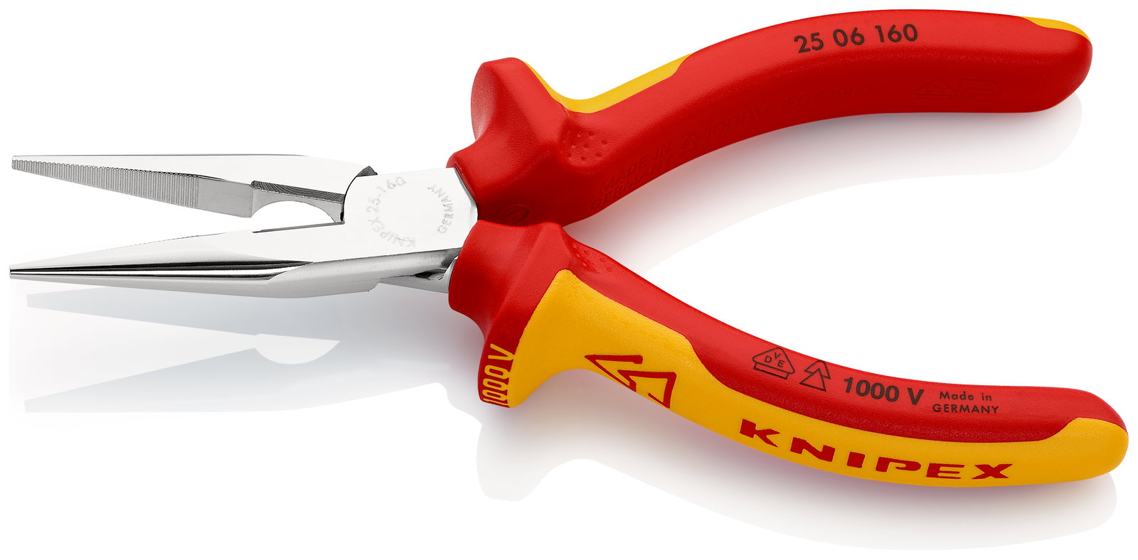 KNIPEX 25 06 160 T Snipe Nose Side Cutting Pliers (Radio Pliers) insulated with multi-component grips, VDE-tested chrome-plated 160 mm – Image 2 of 3