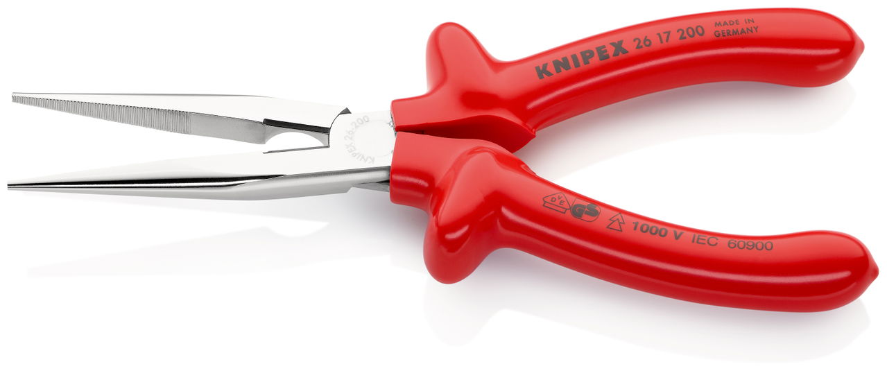 KNIPEX 26 17 200 Snipe Nose Side Cutting Pliers (Stork Beak Pliers) with dipped insulation, VDE-tested chrome-plated 200 mm – Image 2 of 2