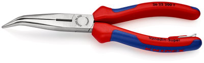 KNIPEX 26 22 200 T BK Snipe Nose Side Cutting Pliers (Stork Beak Pliers) with multi-component grips, with integrated tether attachment point for a tool tether black atramentized 200 mm (self-service card/blister)