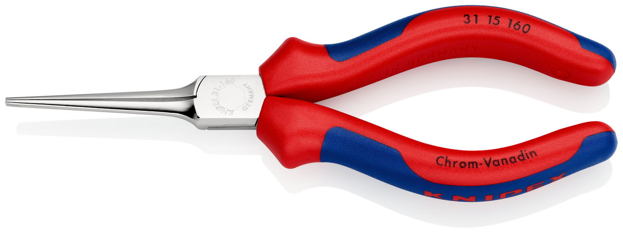 KNIPEX 31 15 160 Flat Nose Pliers (Needle-Nose Pliers) with multi-component handles chrome-plated 160 mm