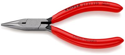 KNIPEX 37 31 125 SB Flat Nose Pliers for precision mechanics plastic coated black atramentized 125 mm (self-service card/blister)