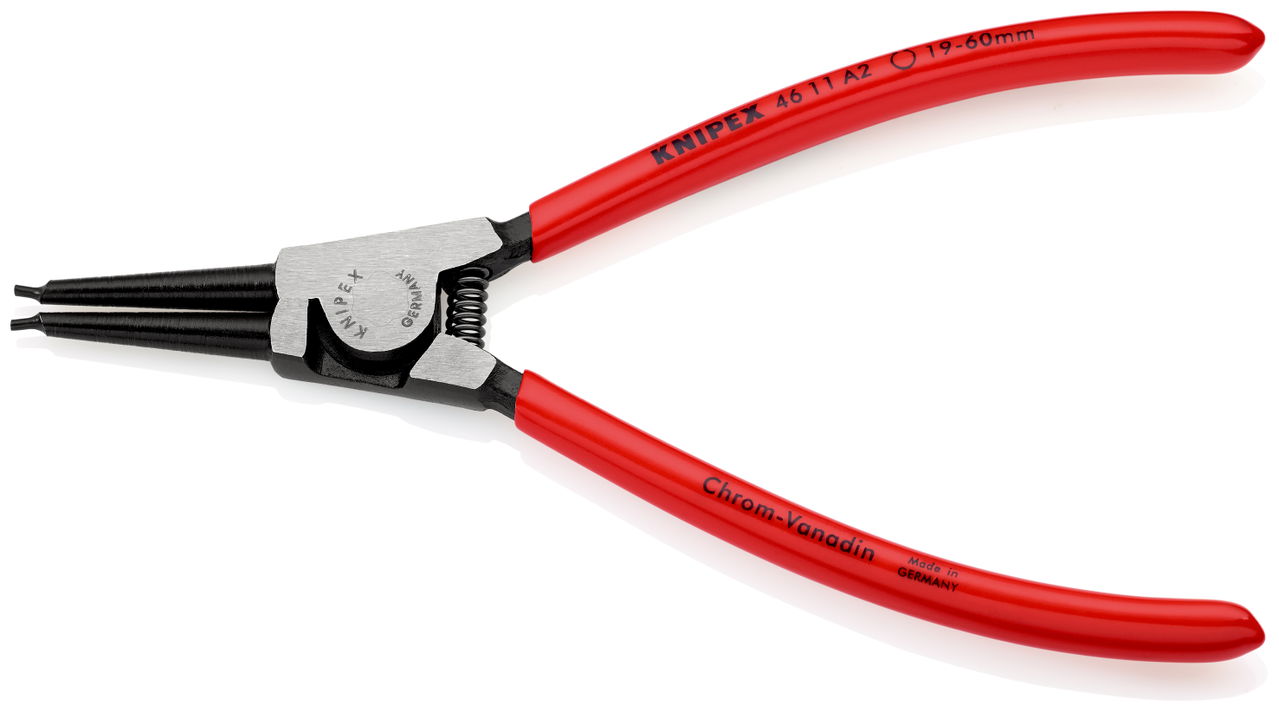 KNIPEX 46 11 A2 Circlip Pliers for external circlips on shafts with plastic coating black atramentized 180 mm