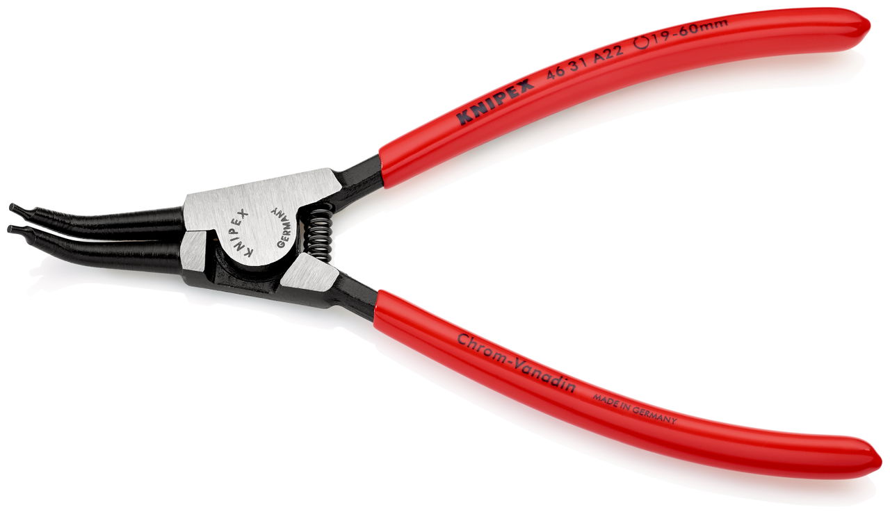 KNIPEX 46 31 A22 Circlip Pliers for external circlips on shafts 45° angled with plastic coating black atramentized 185 mm