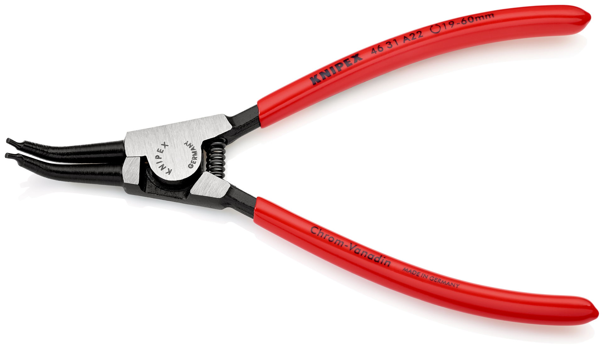 KNIPEX 46 31 A22 Circlip Pliers for external circlips on shafts 45° angled with plastic coating black atramentized 185 mm