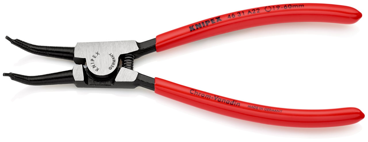 KNIPEX 46 31 A22 Circlip Pliers for external circlips on shafts 45° angled with plastic coating black atramentized 185 mm – Image 2 of 3
