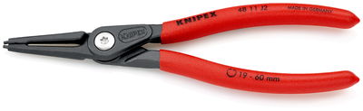 KNIPEX 48 11 J2 Precision Circlip Pliers for internal circlips in bore holes with non-slip plastic coating grey atramentized 180 mm