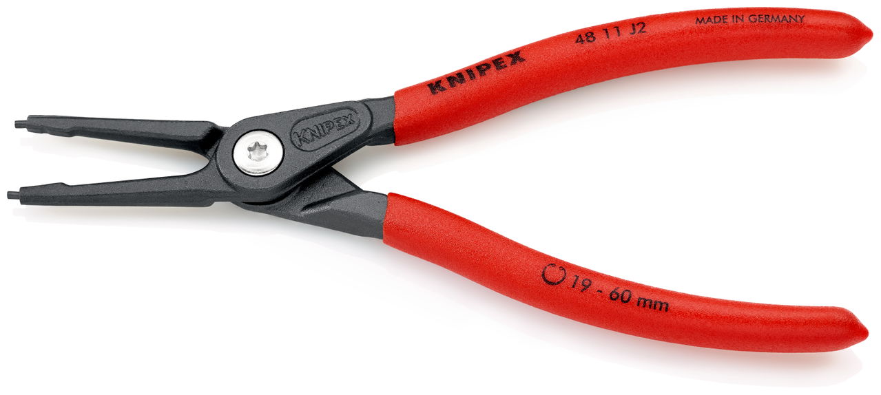 KNIPEX 48 11 J2 Precision Circlip Pliers for internal circlips in bore holes with non-slip plastic coating grey atramentized 180 mm – Image 2 of 3