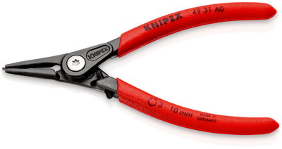 KNIPEX 49 31 A0 Precision Circlip Pliers for external circlips on shafts with overstretching limiter with non-slip plastic coating grey atramentized 140 mm