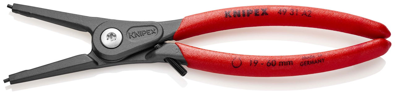 KNIPEX 49 31 A2 Precision Circlip Pliers for external circlips on shafts with overexpansion guard with non-slip plastic coating grey atramentized 180 mm – Image 2 of 4