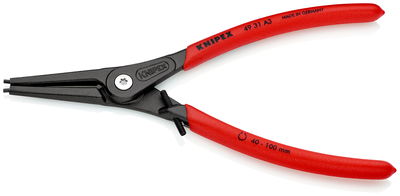 KNIPEX 49 31 A3 Precision Circlip Pliers for external circlips on shafts with overstretching limiter with non-slip plastic coating grey atramentized 225 mm