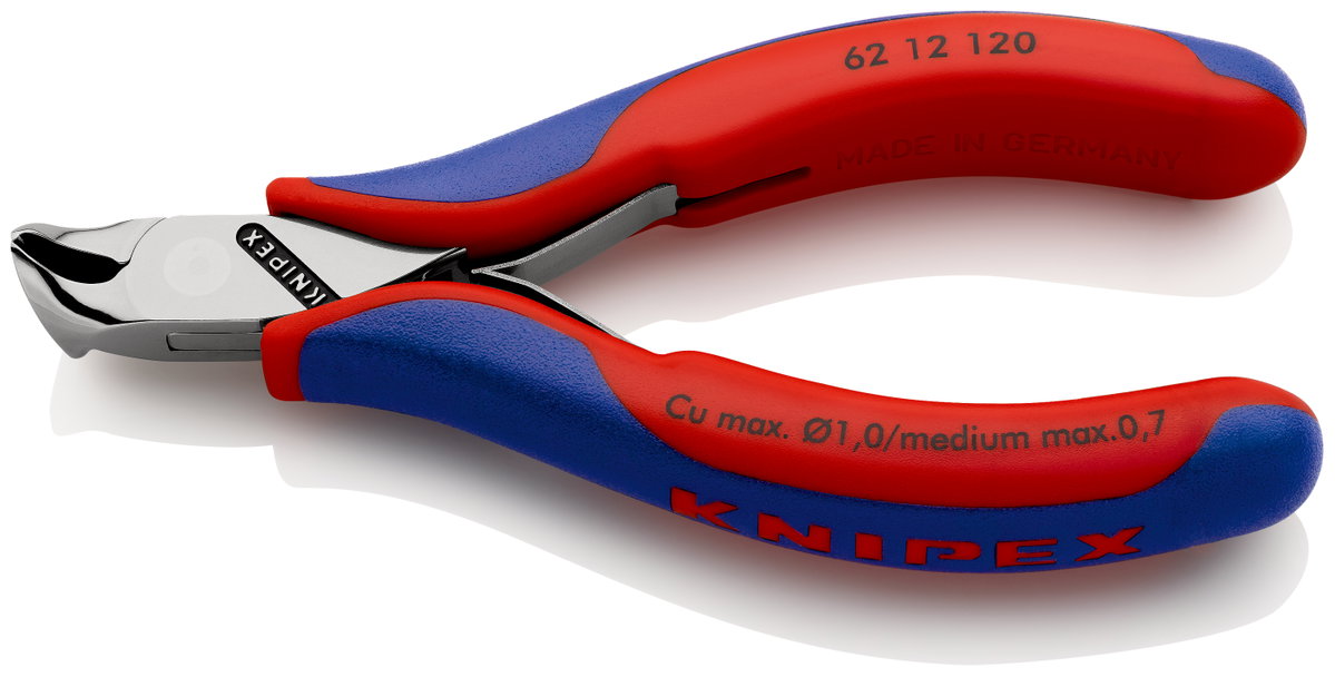 KNIPEX 62 12 120 Electronics Oblique Cutting Nipper with multi-component handles 120 mm