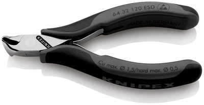 KNIPEX 64 32 120 ESD Electronics End Cutting Nippers ESD with multi-component grips 120 mm