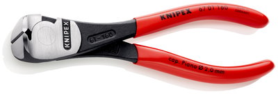 KNIPEX 67 01 160 High Leverage End Cutting Nipper plastic coated black atramentized 160 mm