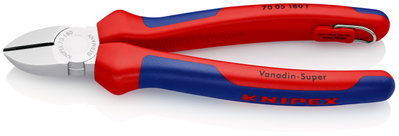 KNIPEX 70 05 180 T BK Diagonal Cutter with multi-component grips, with integrated tether attachment point for a tool tether chrome-plated 180 mm (self-service card/blister)