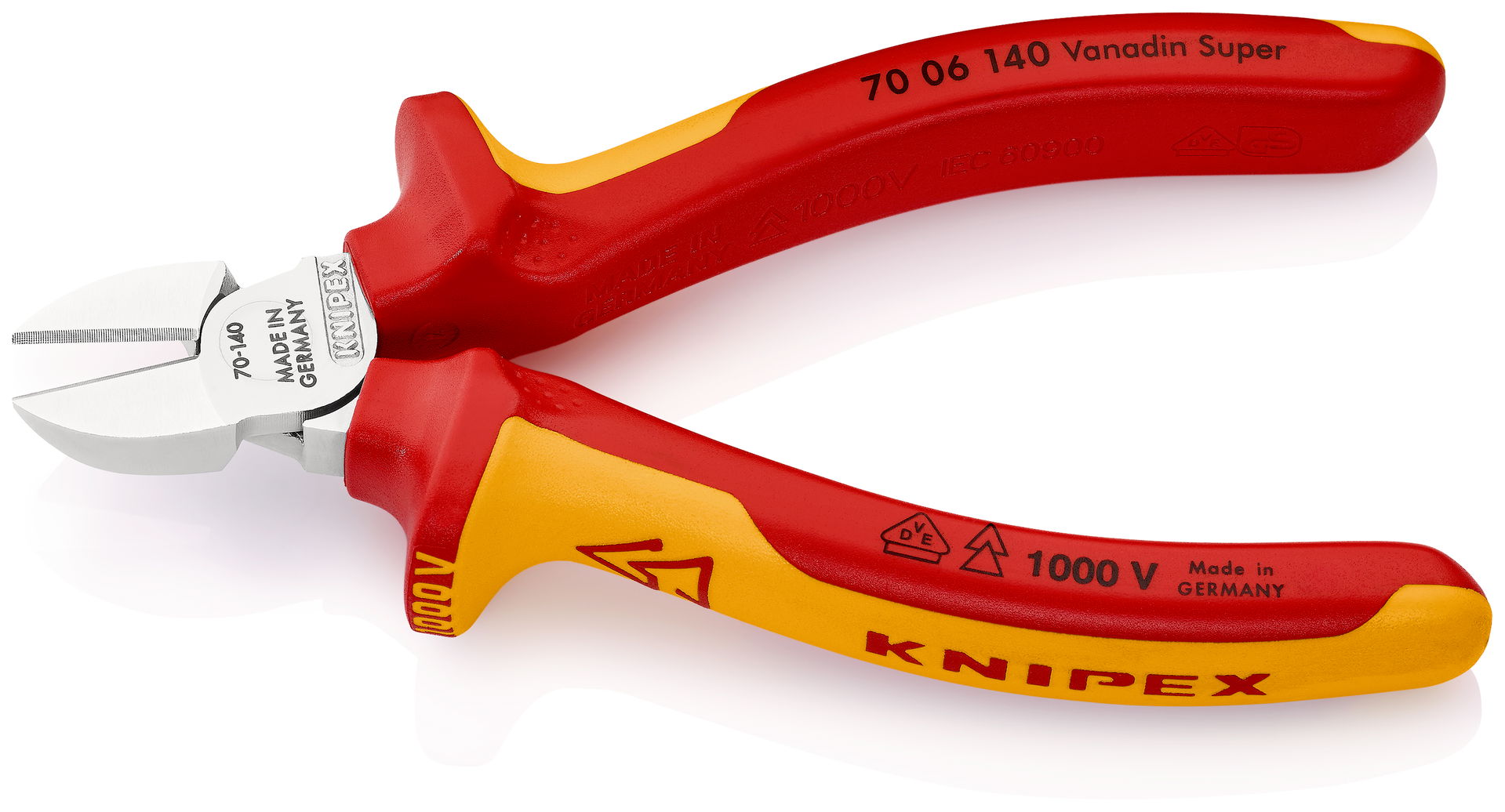 KNIPEX 70 06 140 SB Diagonal Cutter insulated with multi-component grips, VDE-tested chrome-plated 140 mm – Image 2 of 7