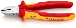 KNIPEX 70 06 180 Diagonal Cutter insulated with multi-component grips, VDE-tested chrome-plated 180 mm