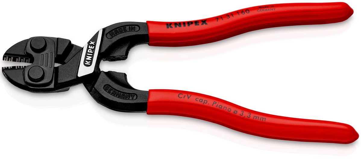 KNIPEX 71 31 160 CoBolt® S Compact Bolt Cutters with recess in the cutting edge with plastic coating black atramentized 160 mm – Image 2 of 6