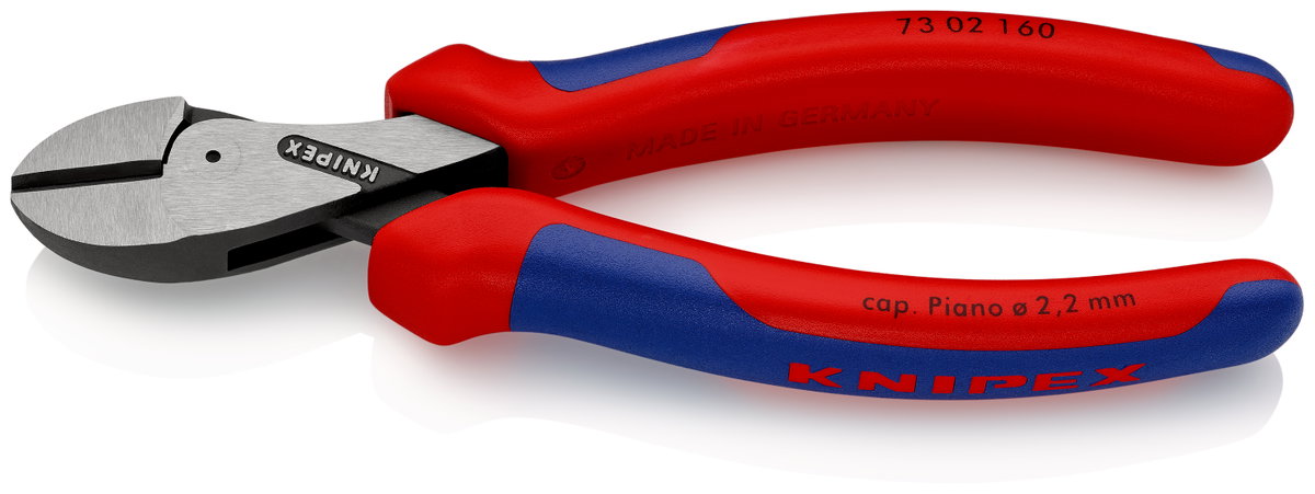 KNIPEX 73 02 160 X-Cut® Compact Diagonal Cutter high lever transmission with multi-component handles black atramentized 160 mm