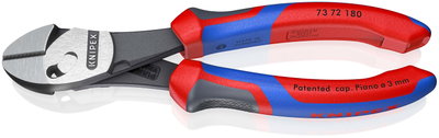 KNIPEX 73 72 180 TwinForce® High Performance Diagonal Cutters with comfort handles black atramentized 180 mm
