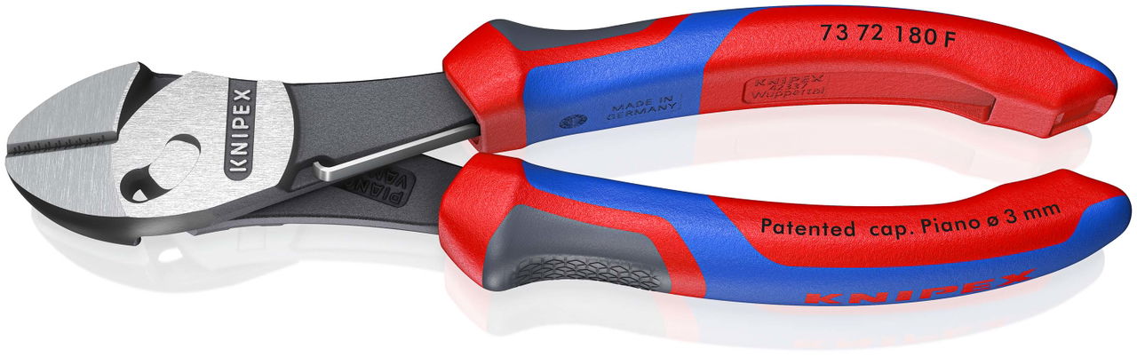 KNIPEX 73 72 180 F TwinForce® High Performance Diagonal Cutters With opening spring with comfort handles black atramentized 180 mm