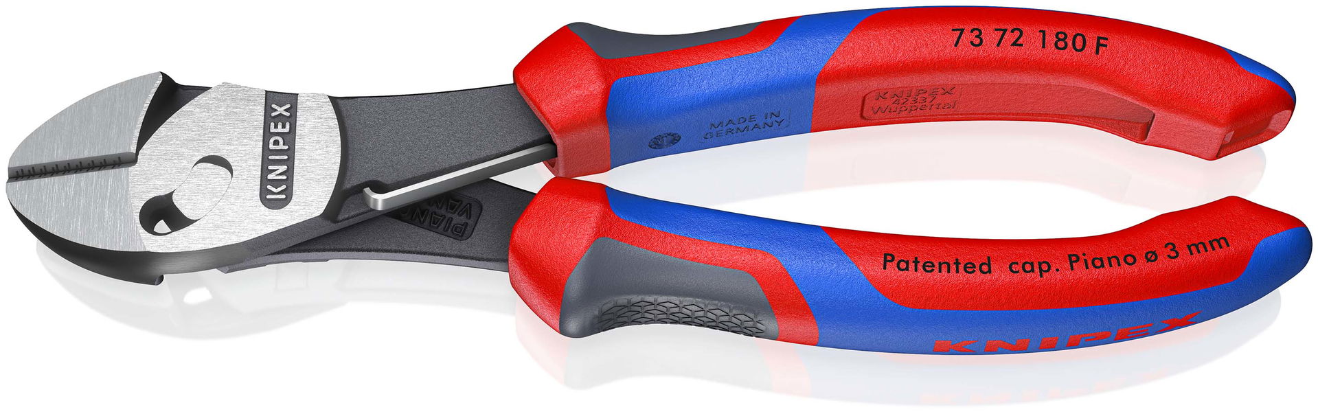 KNIPEX 73 72 180 F TwinForce® High Performance Diagonal Cutters With opening spring with comfort handles black atramentized 180 mm