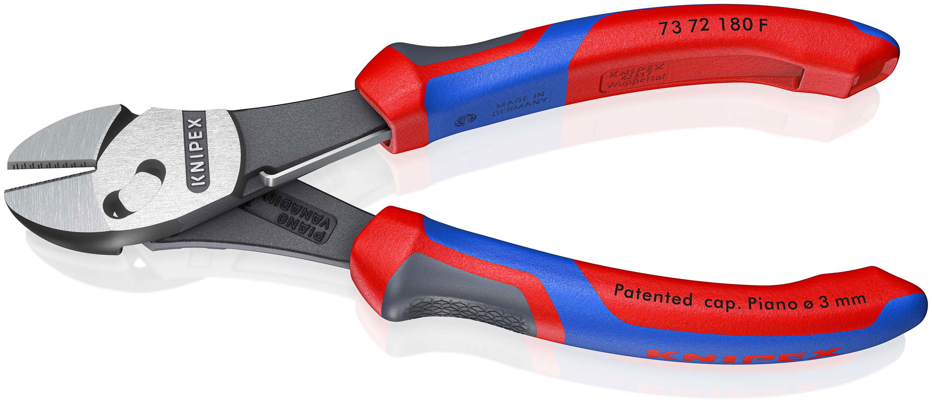 KNIPEX 73 72 180 F TwinForce® High Performance Diagonal Cutters With opening spring with comfort handles black atramentized 180 mm – Image 2 of 6