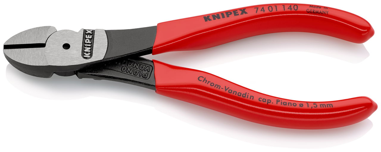 KNIPEX 74 01 140 High Leverage Diagonal Cutter with plastic coating black atramentized 140 mm