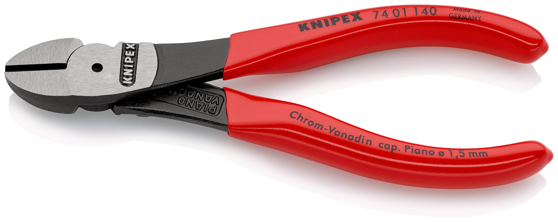 KNIPEX 74 01 140 High Leverage Diagonal Cutter with plastic coating black atramentized 140 mm
