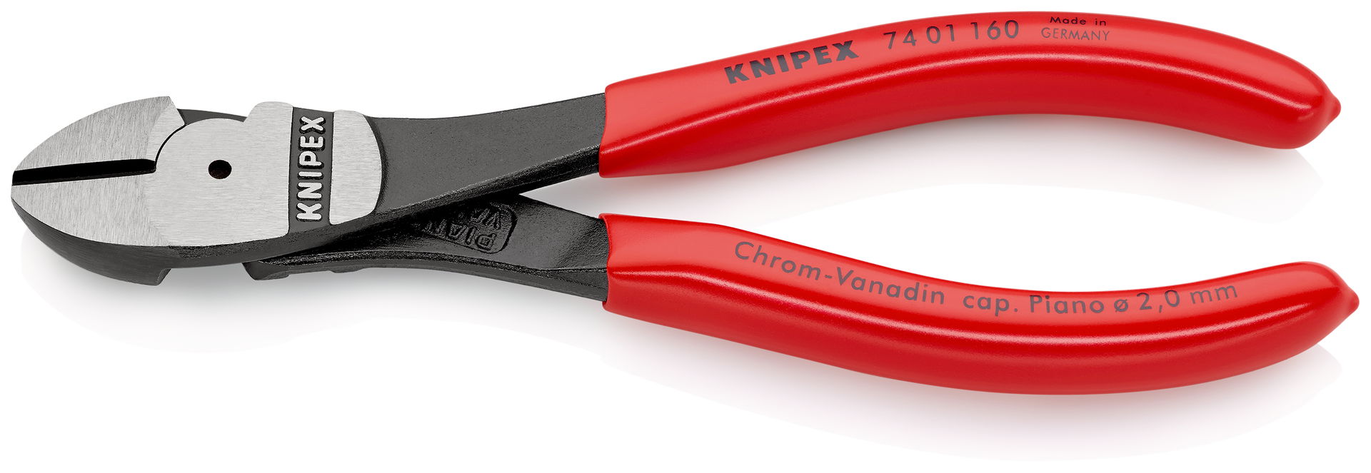 KNIPEX 74 01 160 High Leverage Diagonal Cutter with plastic coating black atramentized 160 mm