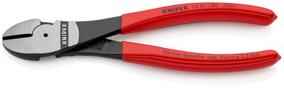 KNIPEX 74 01 180 High Leverage Diagonal Cutter plastic coated black atramentized 180 mm