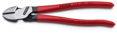 KNIPEX 74 01 200 SB High Leverage Diagonal Cutter plastic coated black atramentized 200 mm