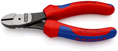KNIPEX 74 02 140 SB High Leverage Diagonal Cutter with multi-component grips black atramentized 140 mm (self-service card/blister)