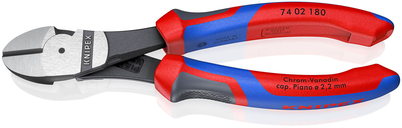 KNIPEX 74 02 180 High Leverage Diagonal Cutter with comfort handles black atramentized 180 mm