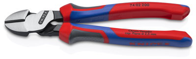 KNIPEX 74 02 200 High Leverage Diagonal Cutter with comfort handles black atramentized 200 mm