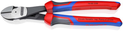 KNIPEX 74 02 250 High Leverage Diagonal Cutter with comfort handles black atramentized 250 mm