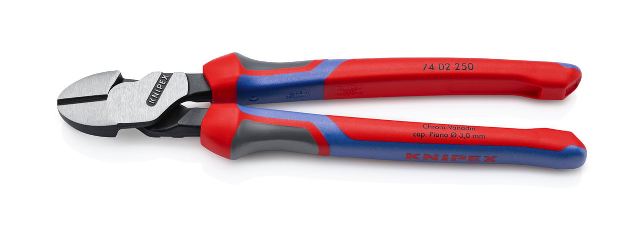 KNIPEX 74 02 250 High Leverage Diagonal Cutter with comfort handles black atramentized 250 mm