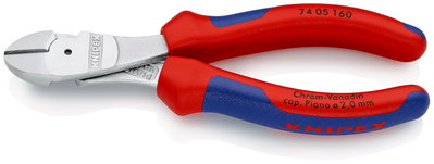 KNIPEX 74 05 160 High Leverage Diagonal Cutter with multi-component grips chrome-plated 160 mm