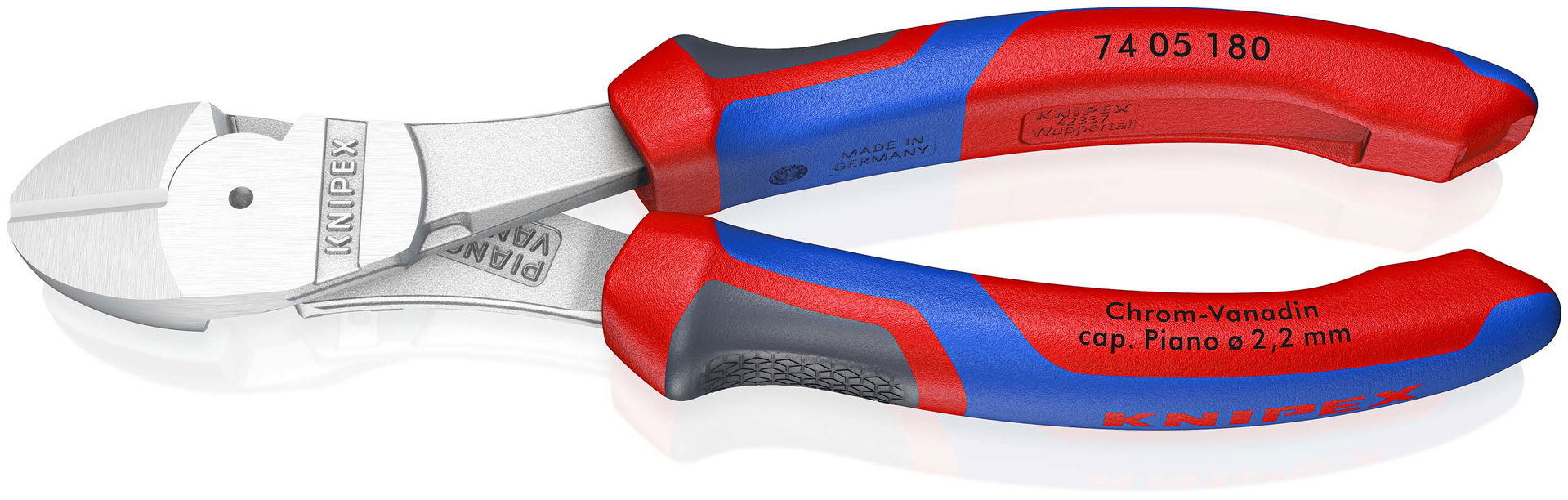 KNIPEX 74 05 180 High Leverage Diagonal Cutter with comfort handles chrome-plated 180 mm