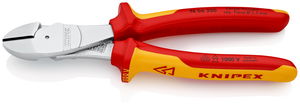 KNIPEX 74 06 200 High Leverage Diagonal Cutter insulated with multi-component grips, VDE-tested chrome-plated 200 mm