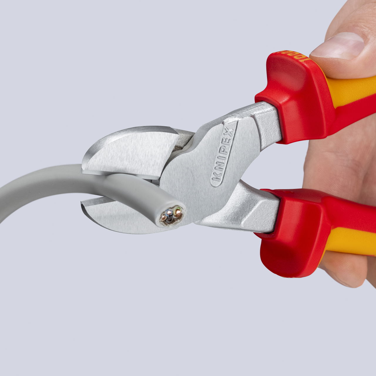 KNIPEX 74 06 250 High Leverage Diagonal Cutter insulated with multi-component grips, VDE-tested chrome-plated 250 mm – Image 4 of 6